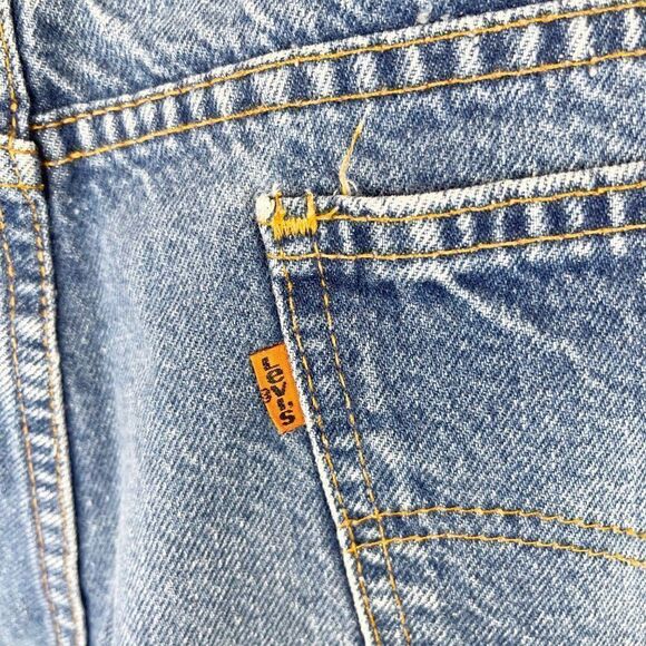Levis Vintage Orange Tab Big E Straight Leg Size 40 Blue Patchwork 60s Denim - Picture 10 of 12